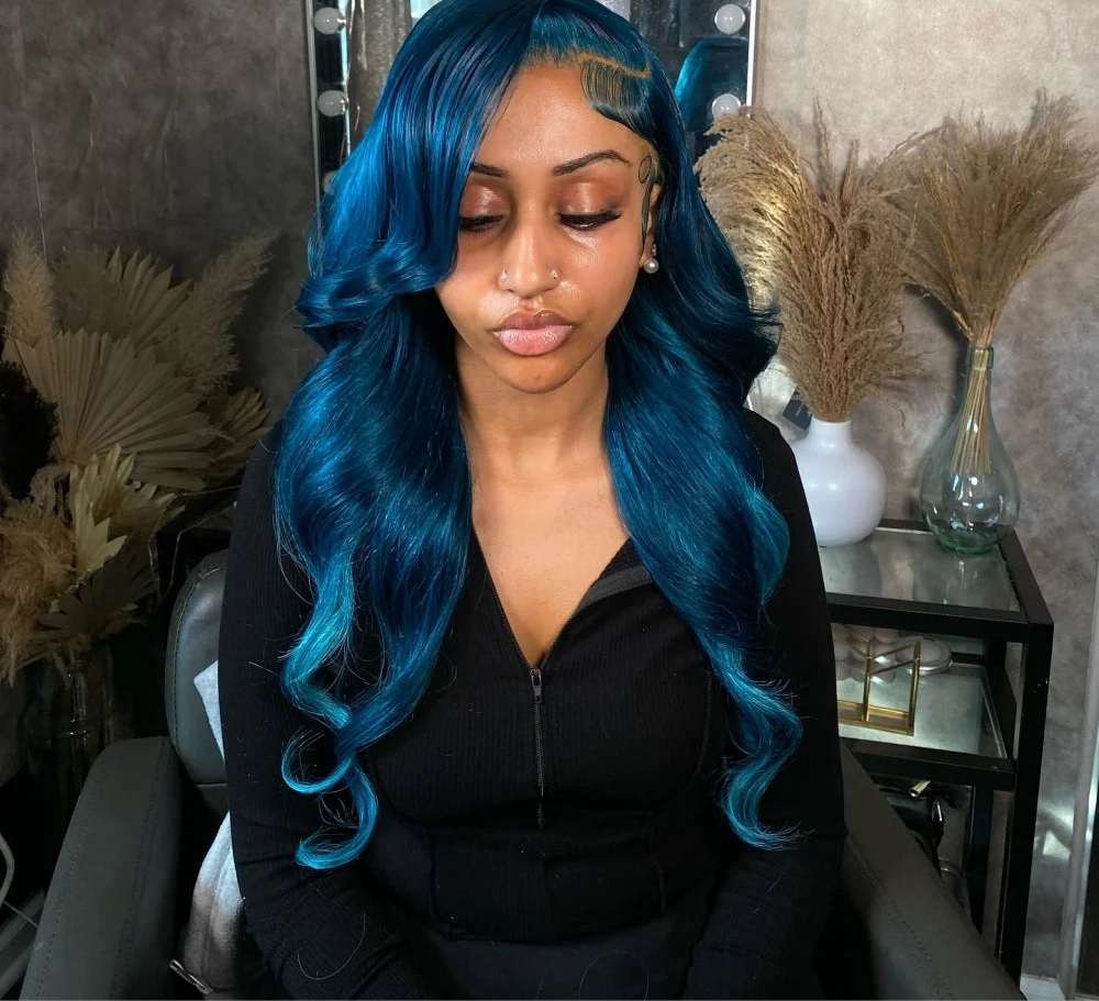 Midnight Blue Blue Human Hair Wig