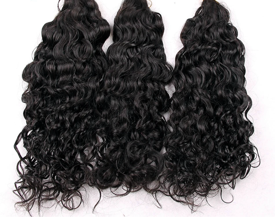 Human braiding Hair wet and wavy