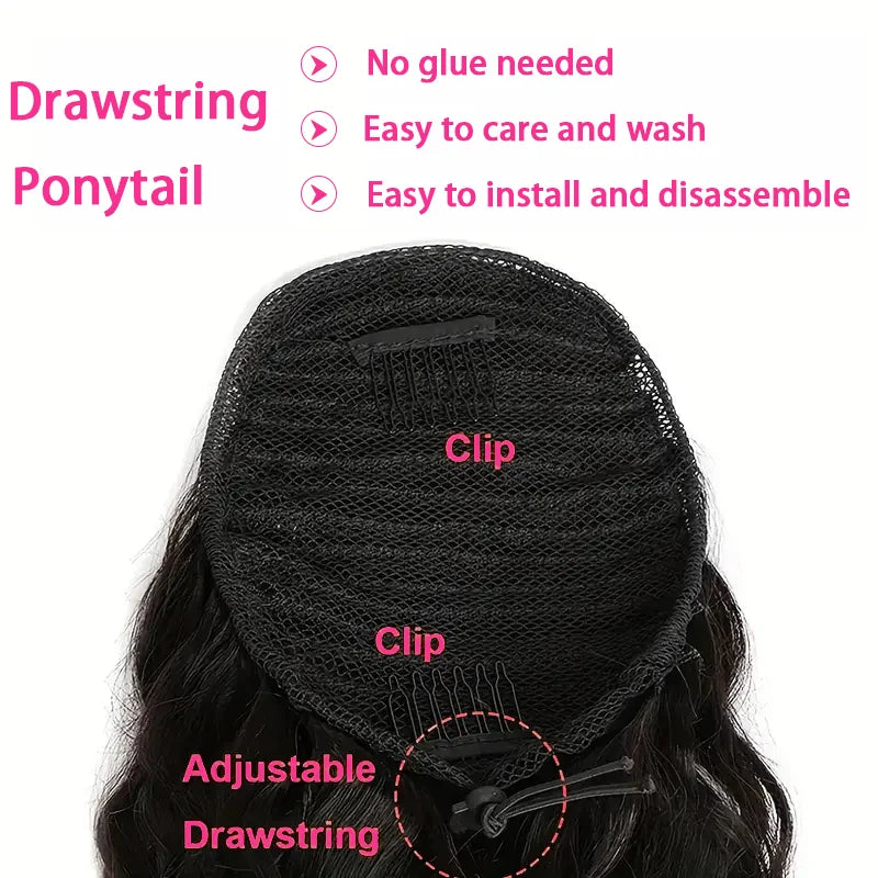 Body Wave Human Hair Drawstring Ponytail