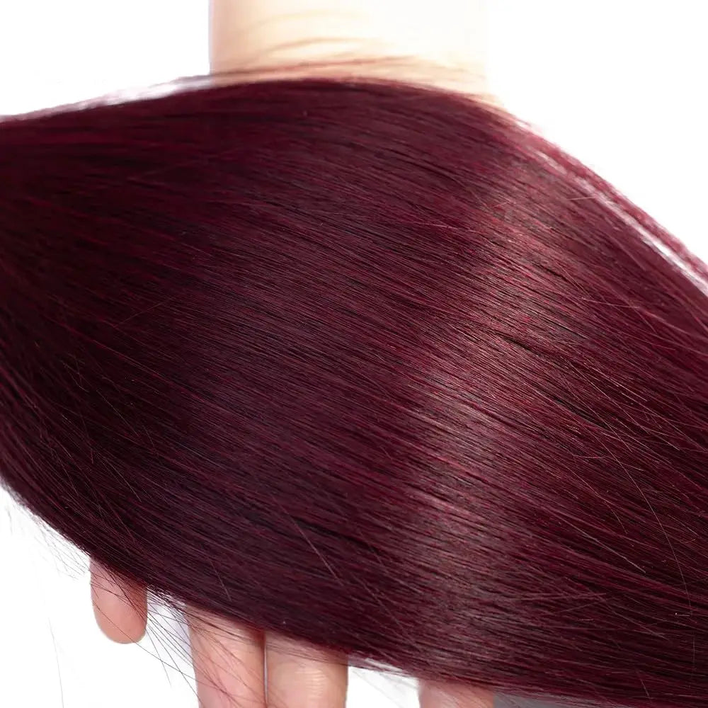 Human Hair Bundles Burgundy Straight