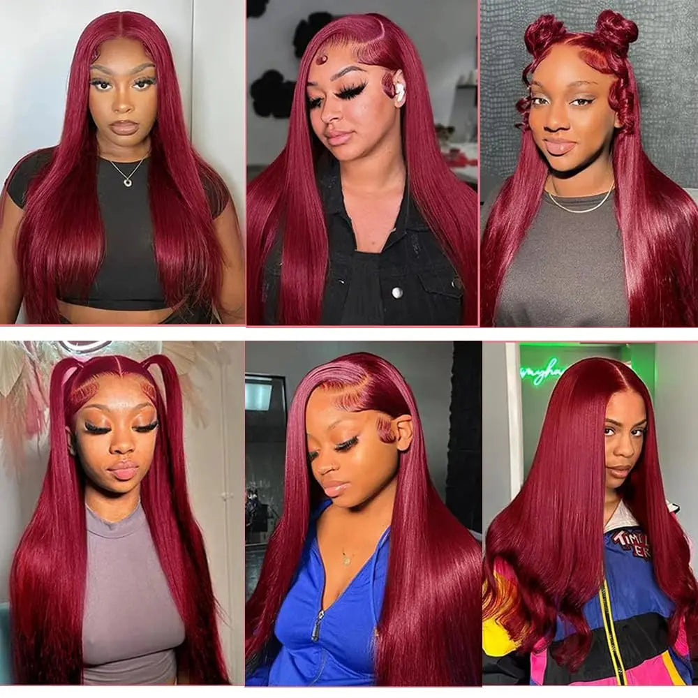 Human Hair Bundles Burgundy Straight