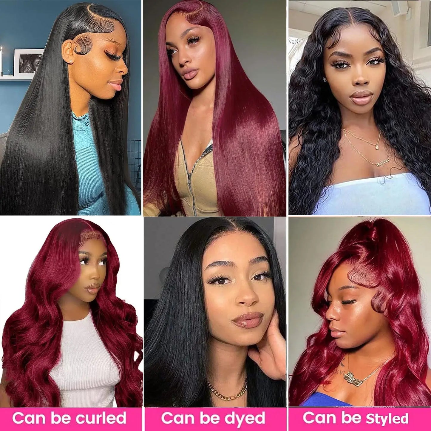 Human Hair Bundles Burgundy Straight