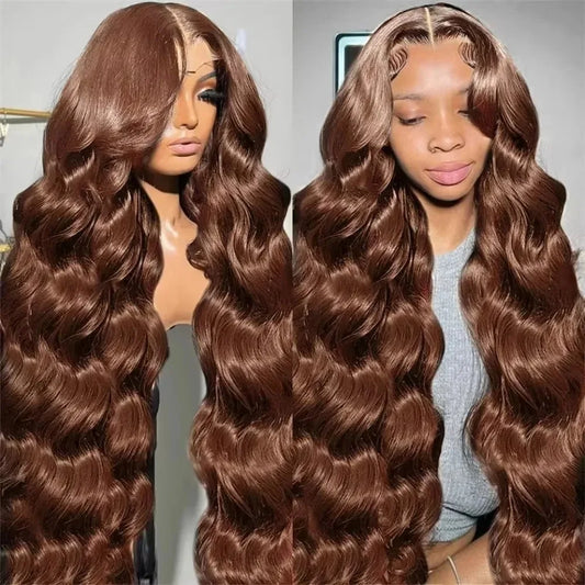 200 Density Chocolate Brown Body Wave Lace Frontal Human