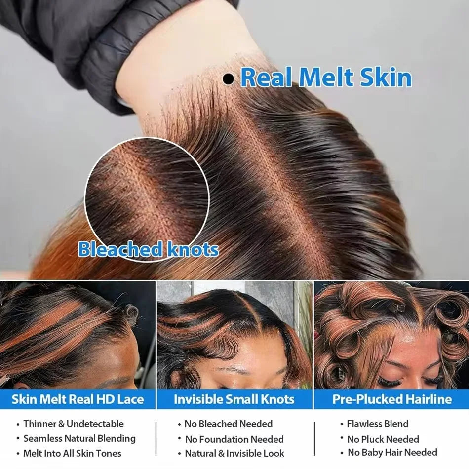 Ombre Highlight Body Wave Human Hair Frontal