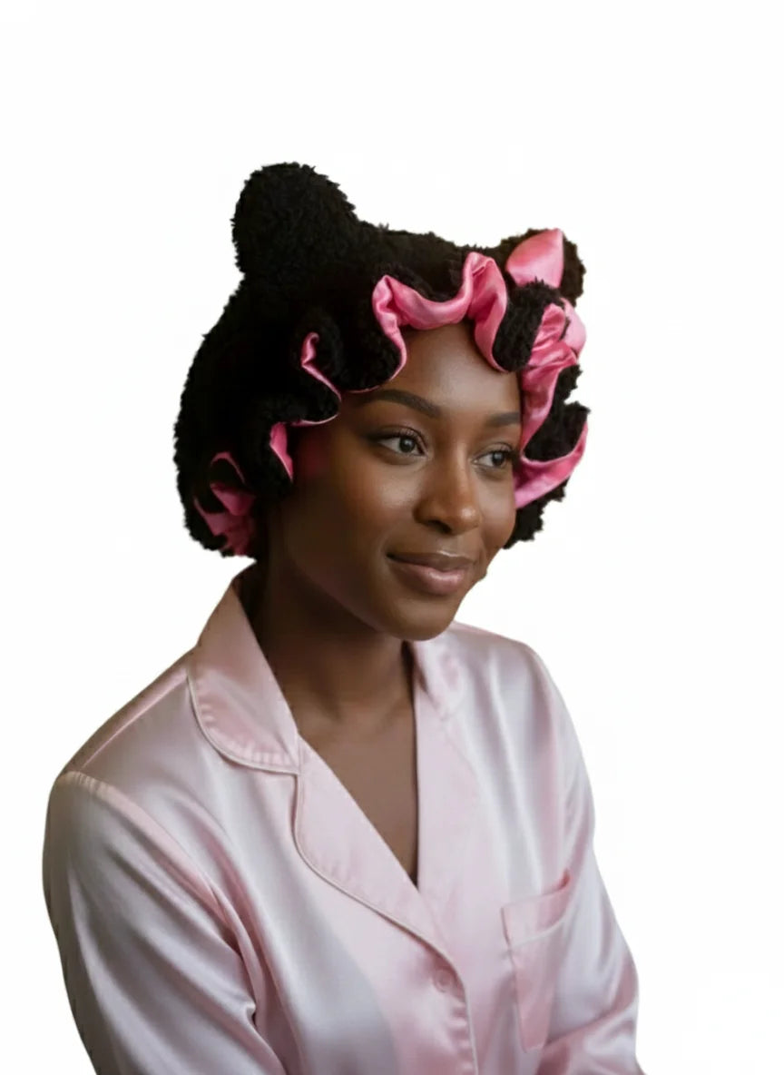 Luxury white Teddy Satin  Hair Bonnet