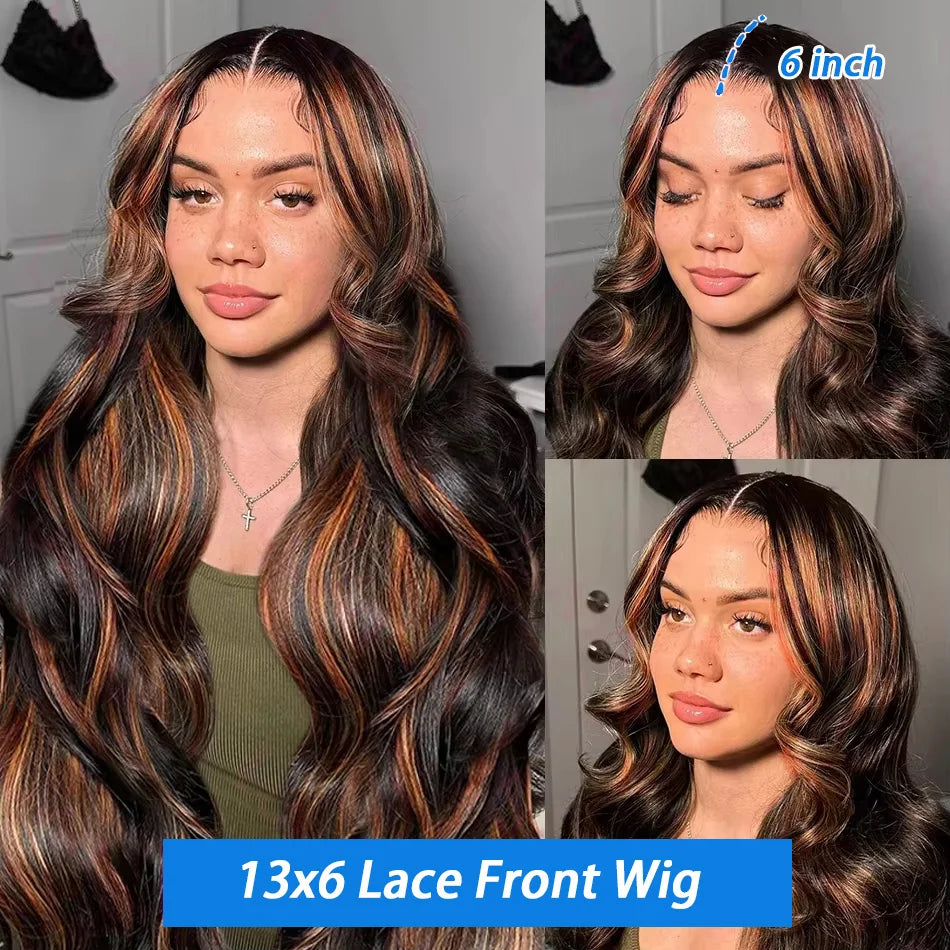 Ombre Highlight Body Wave Human Hair Frontal