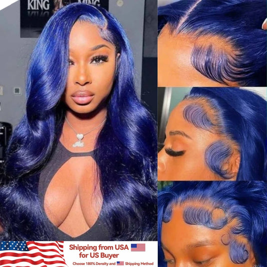 Navy Blue  Body Wave 13x4 Human Hair Frontal