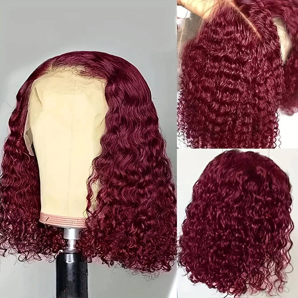 13X4 HD Lace Frontal Wig 99J Burgundy Deep Wave