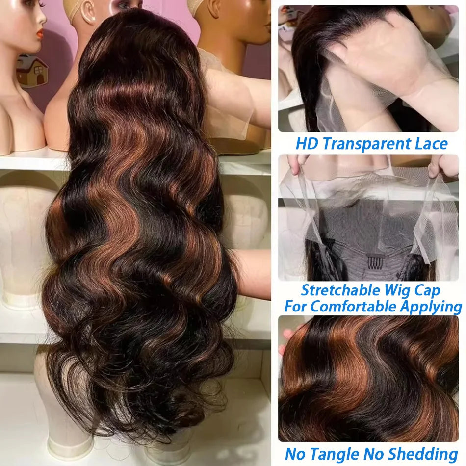 Ombre Highlight Body Wave Human Hair Frontal