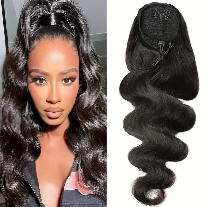 Body Wave Human Hair Drawstring Ponytail