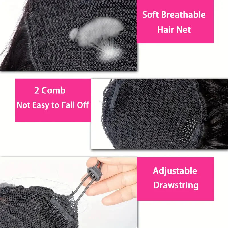 Body Wave Human Hair Drawstring Ponytail