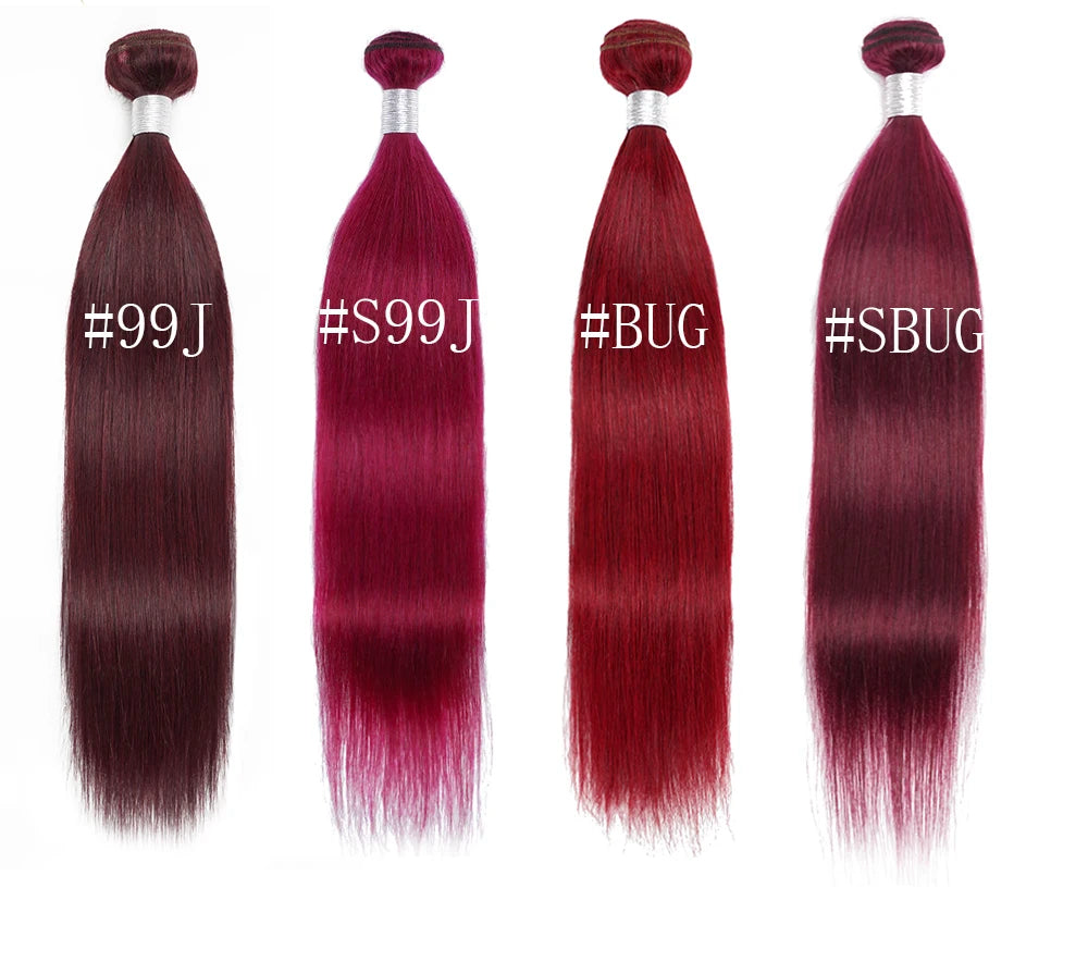 Colored Straight Human Hair Bundles, Blue Purple Orange Ginger