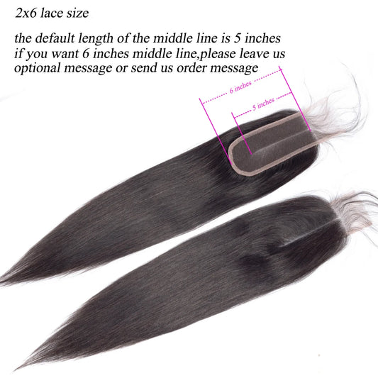 Human Hair Bundles with A 2x6 Deep Kim HD Lace Closure