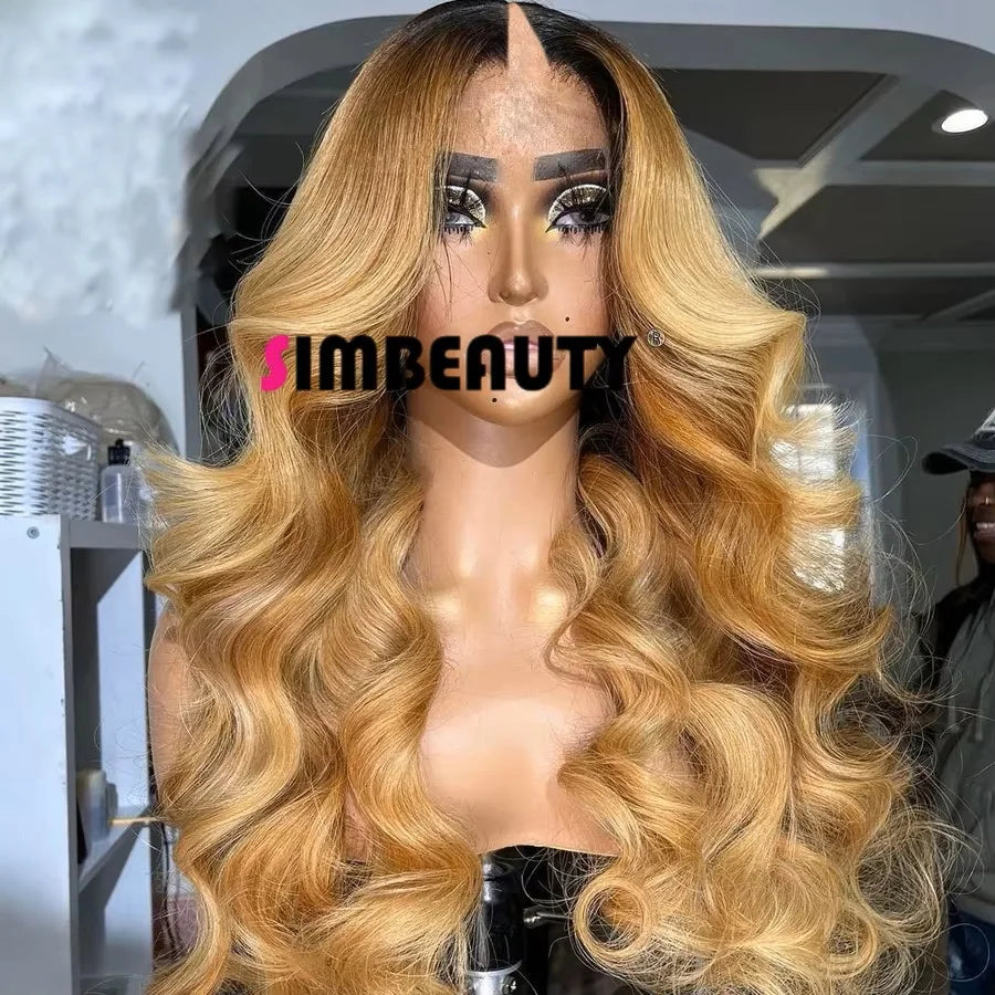 Ombre Honey Blonde Body Wave V Part Wigs