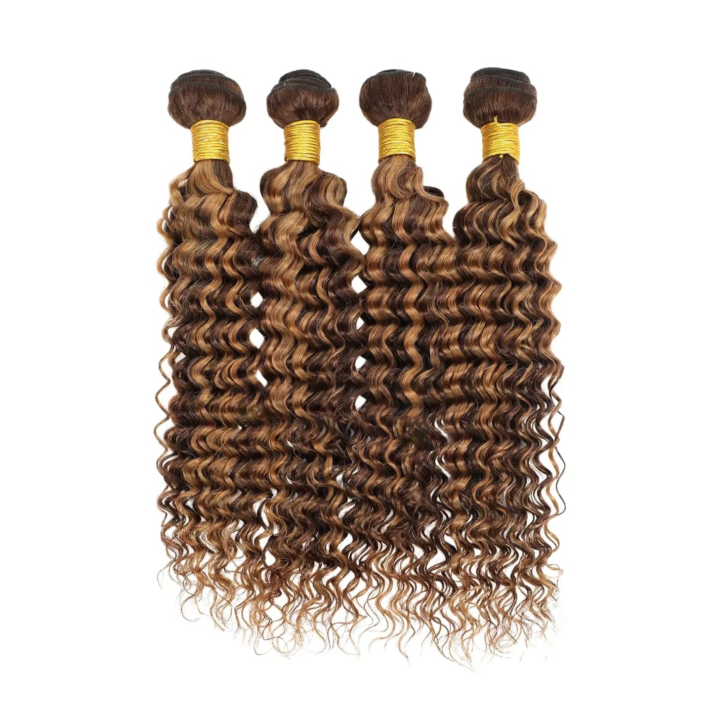 Deep Wave Human Hair Bundles Highlight brown