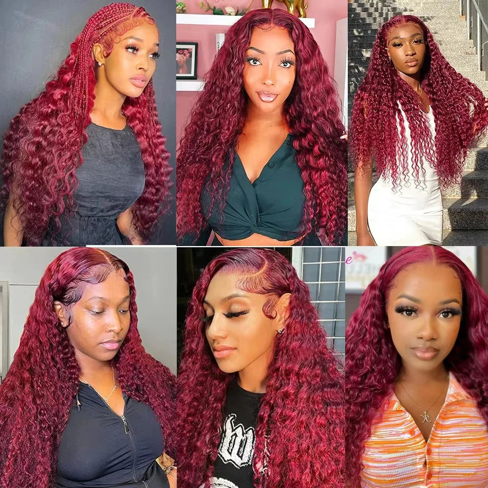 Burgundy 13x6 Hd Lace Frontal Human Hair Wig Deep Wave