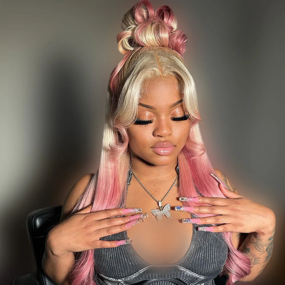 Ombre Pink  Frontal Human Hair