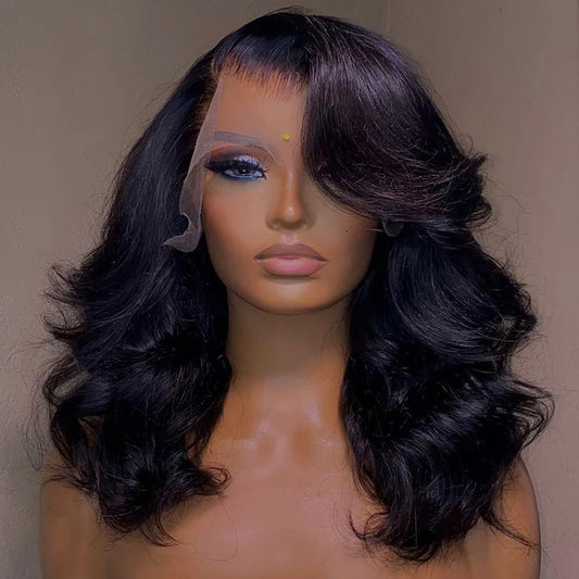 Body Wave Bob Wig Frontal 180% Density black