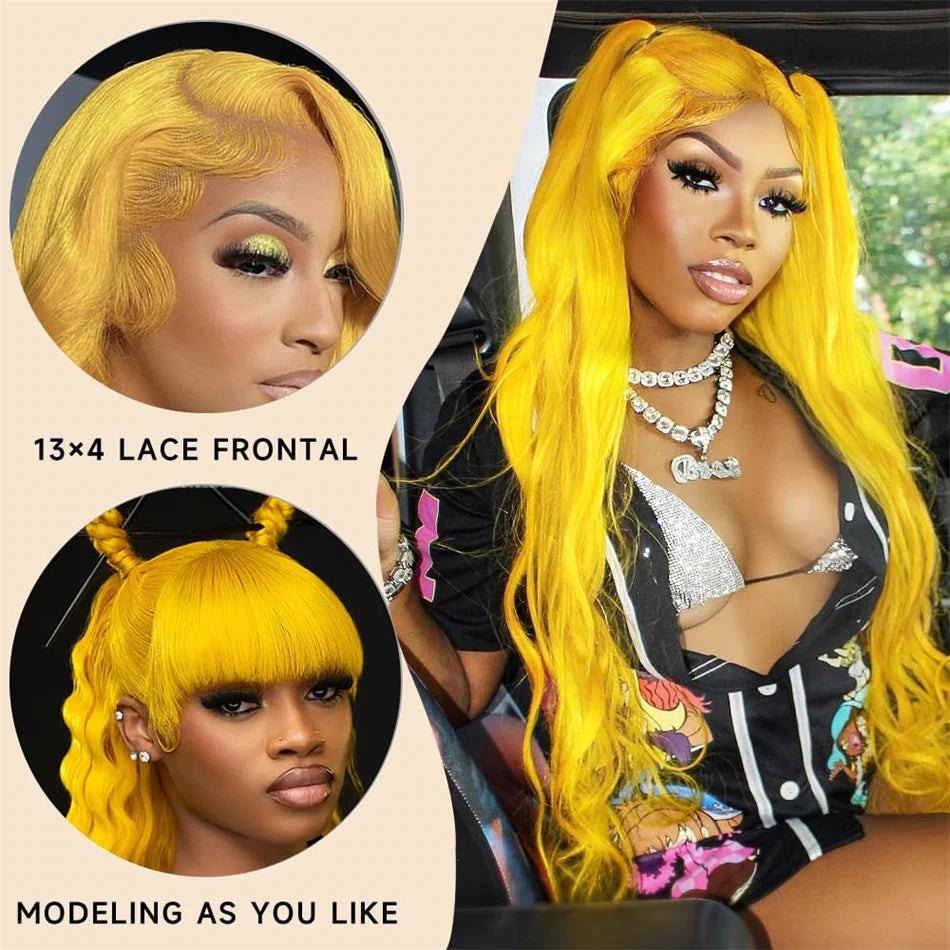 Light Yellow Human Hair wavy