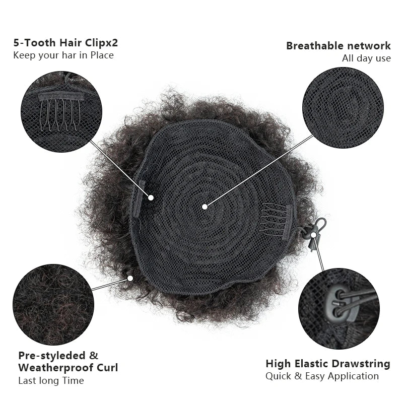 Ponytail Kinky Curly Afro Puff Drawstring