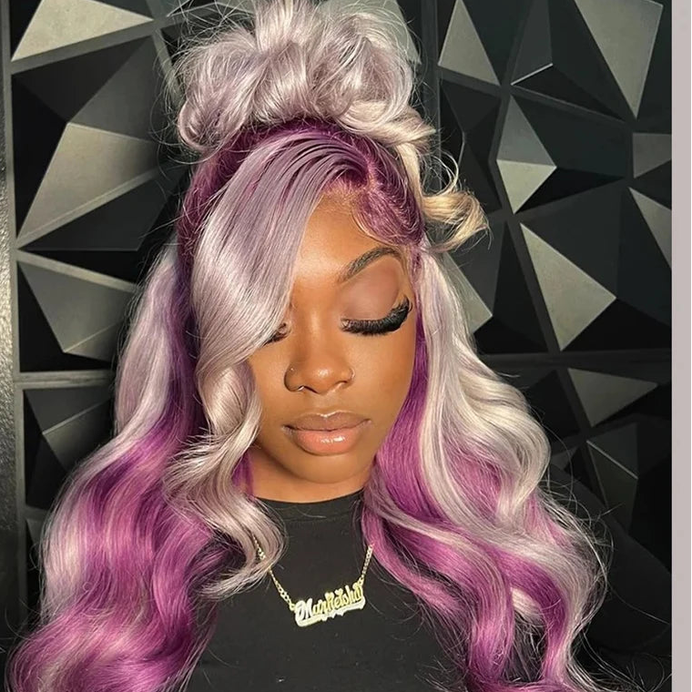 Ombre Purple Colored Brazilian human hair
