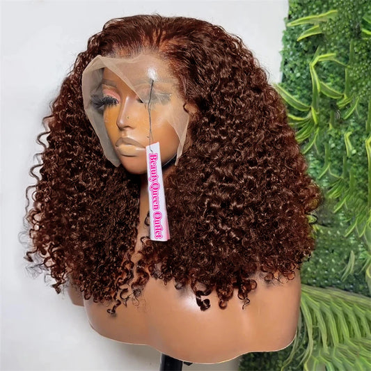 Brown kinky Curly Bob Wig 13x4
