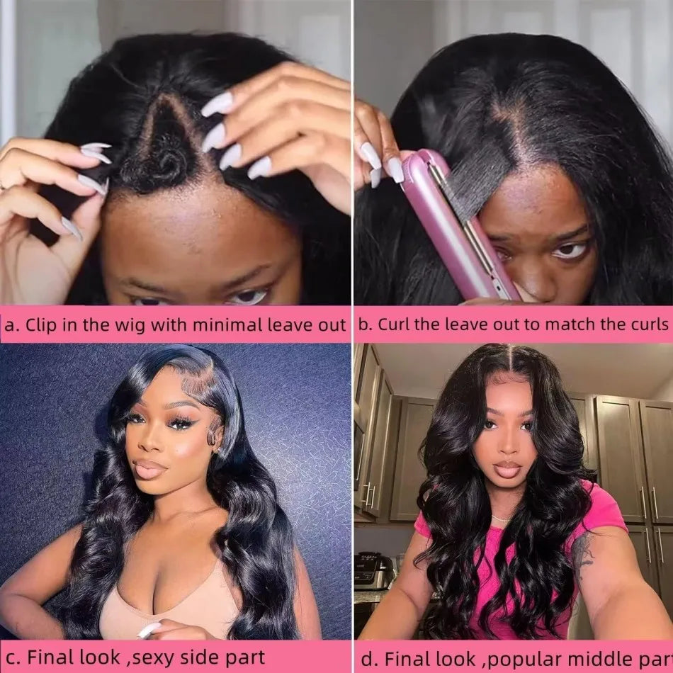 V Part Wigs Human Hair