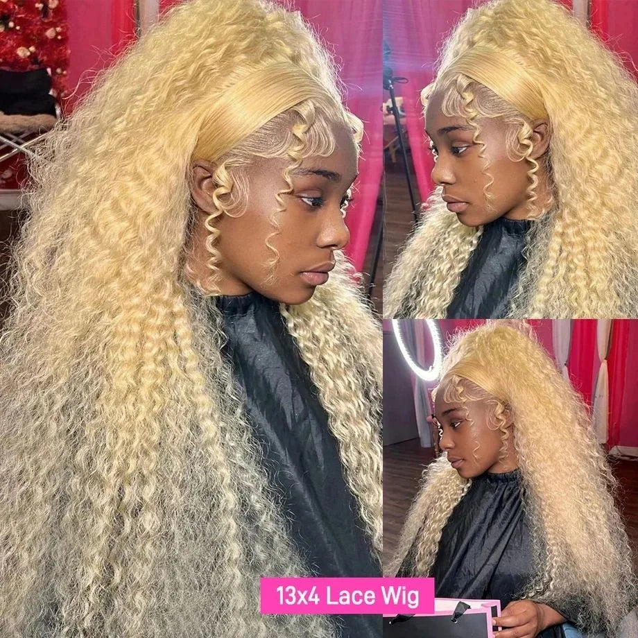 613 Blonde Deep Wave Frontal  30 Inch Human Hair