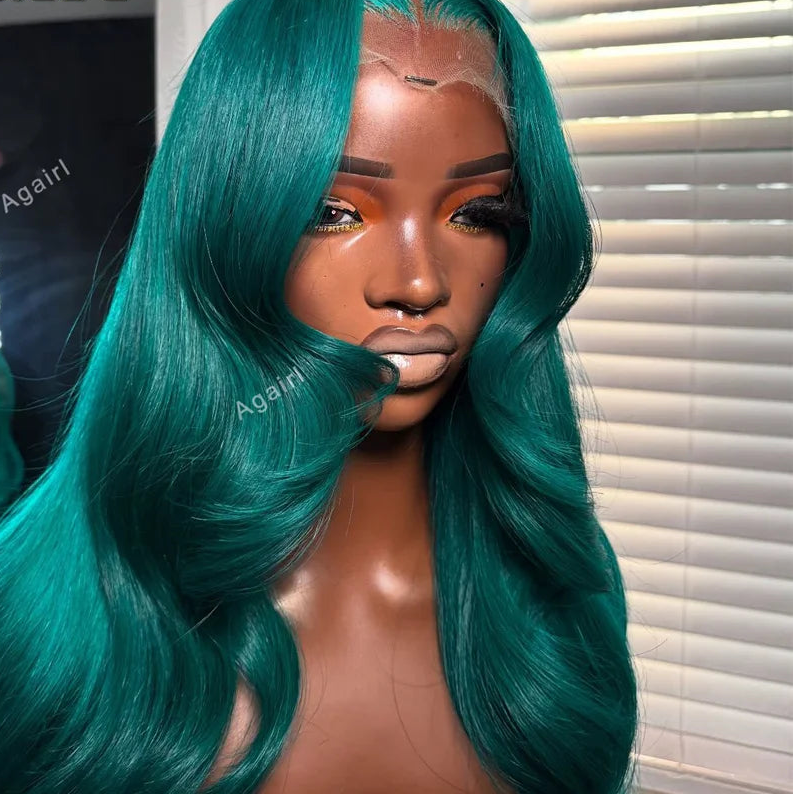 Dark Green Lace Front Wig Brazilian Human Hair