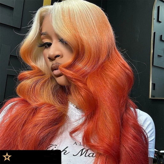 Highlight Ginger Orange Blonde Colored Lace Front Wig Body Wave