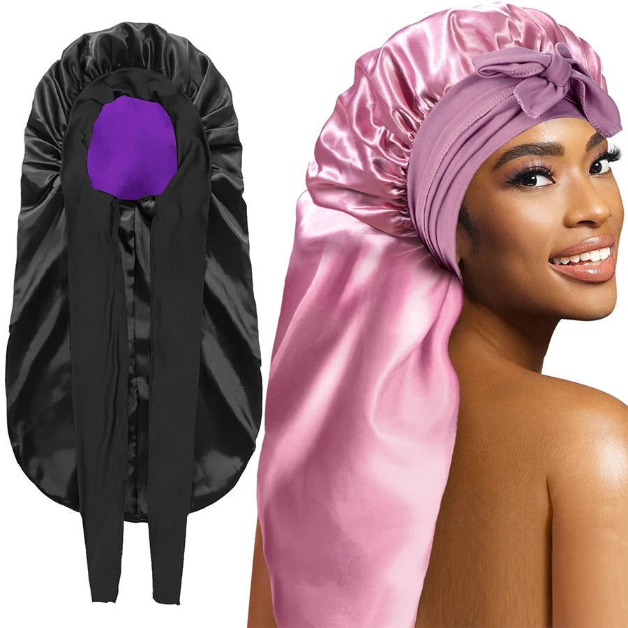 Extra Large Hair Long Silk Bonnet