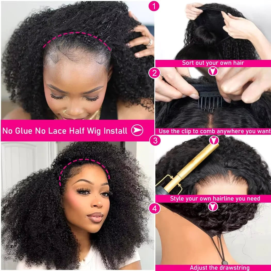 Curly Half Wig Human Hair