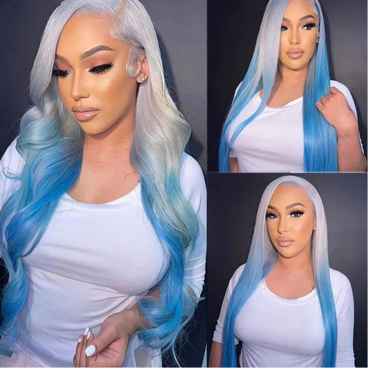Straight White Blue Brazilian Human Hair