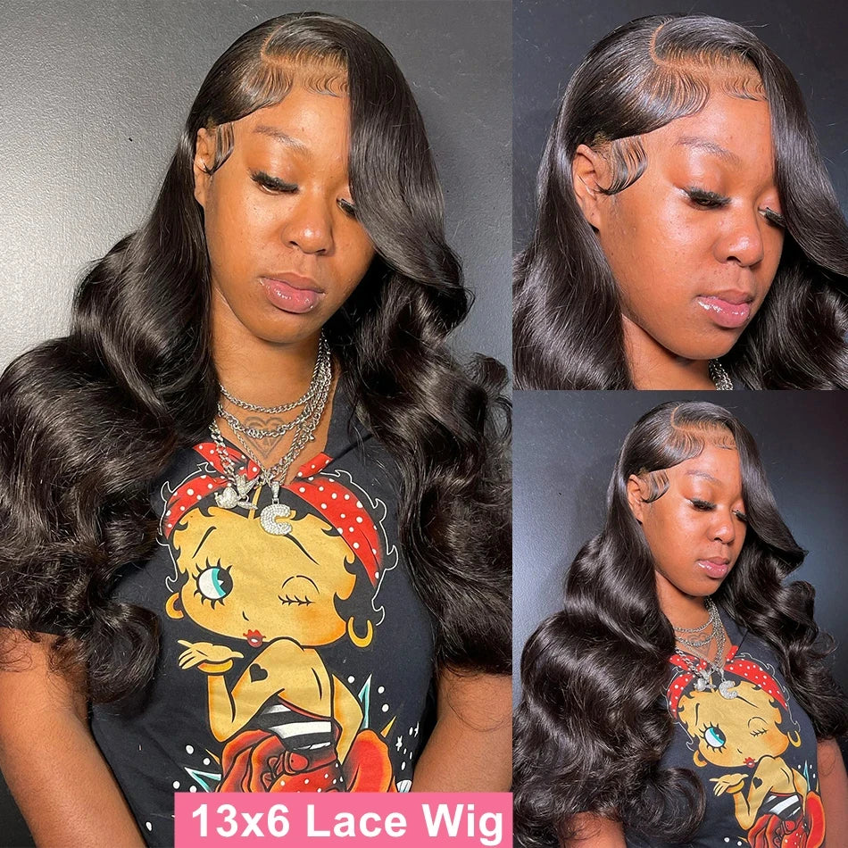 Human Hair 30 Inch Hd Transparent Lace Frontal Preplucked Black Body Wave