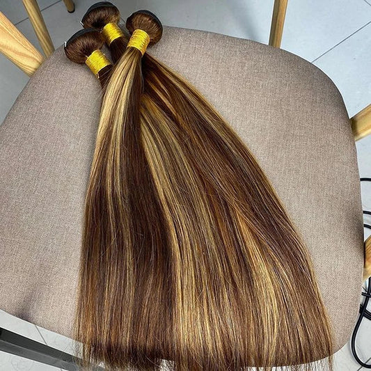 Straight  Bundles Piano Color dark brown and blonde