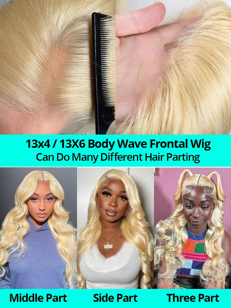 613 Honey Blonde Body Wave Frontal Human Hair