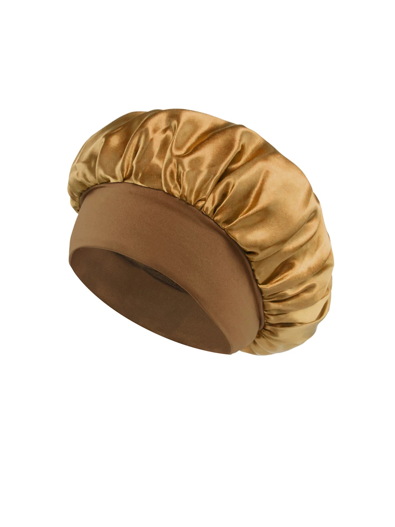 1pcs Silk Sleep Bonnet Set - Satin Hair Wrap For Curly/Natural Hair With Soft Elastic Band (Black & Gold), Gentle Night Cap For