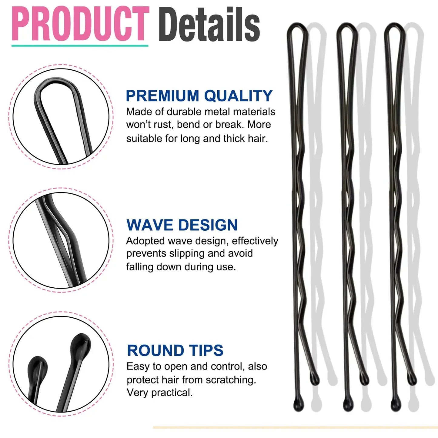 Black Straight Line Hair Clip