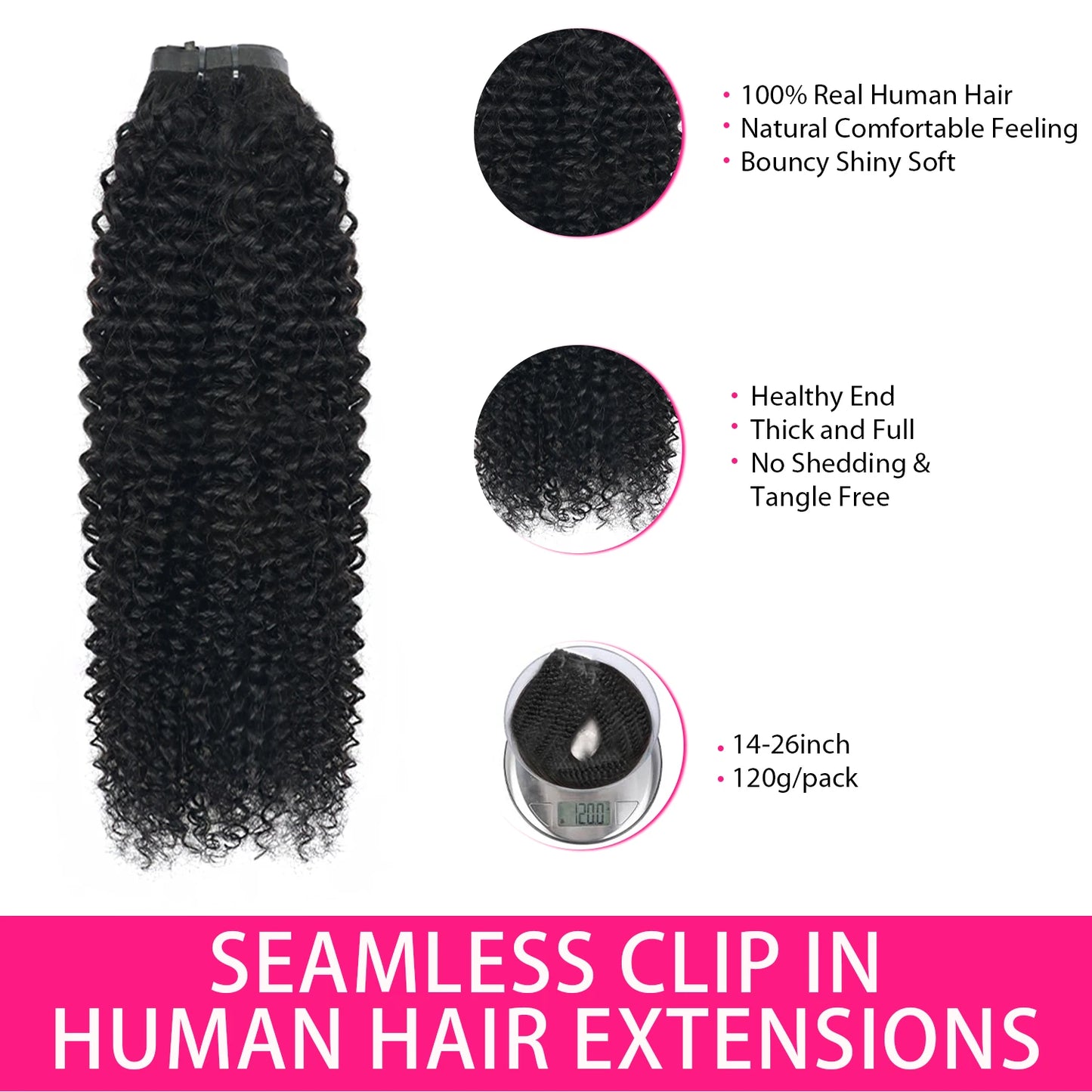 Clip in Hair Extensions Curly Wave