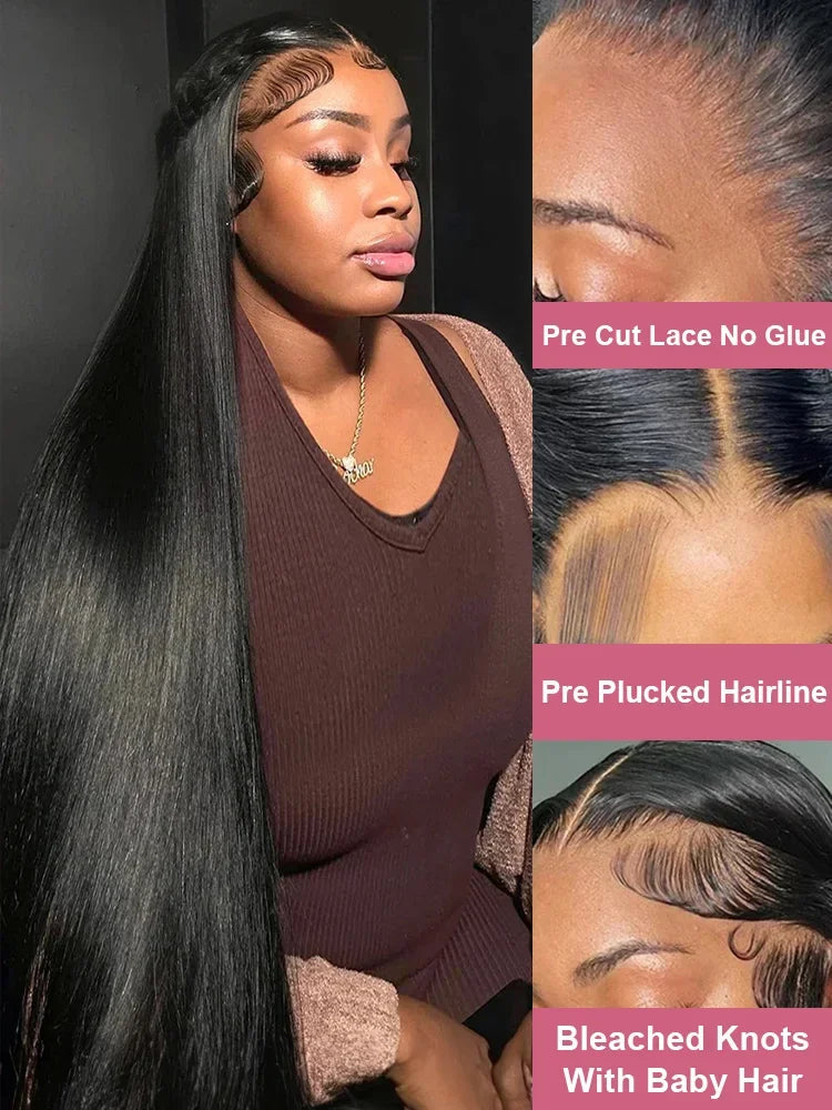 46 50 Inch HD Transparent Straight Frontal 200 Density Brazilian Human Hair