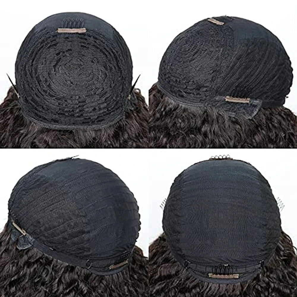 Afro Kinky Curly Human Hair Wig With Bangs