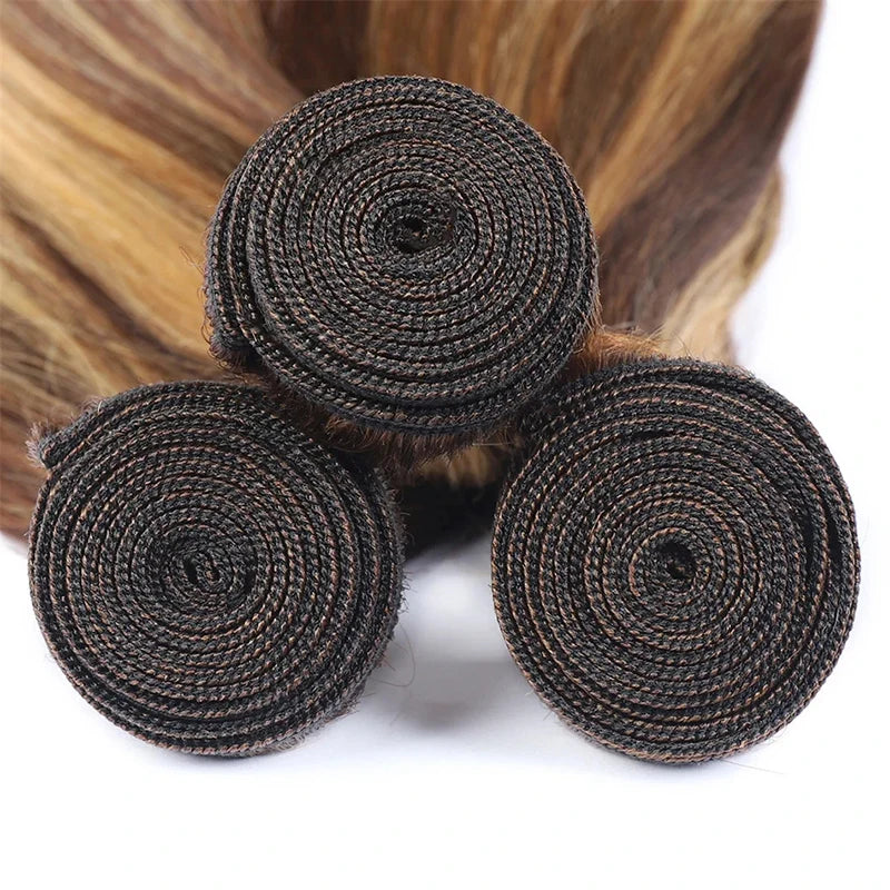 Straight  Bundles Piano Color dark brown and blonde