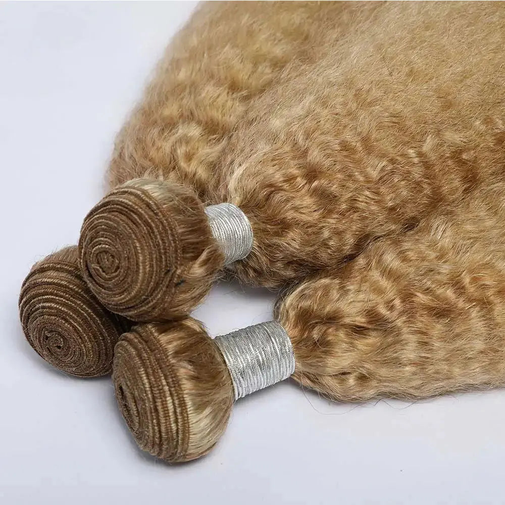Yaki Straight Blonde Human Hair Bundles Highlight