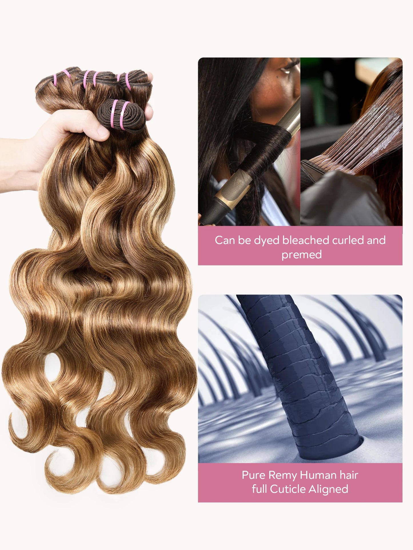 Wavy Ombre Bundles Human Hair Weave
