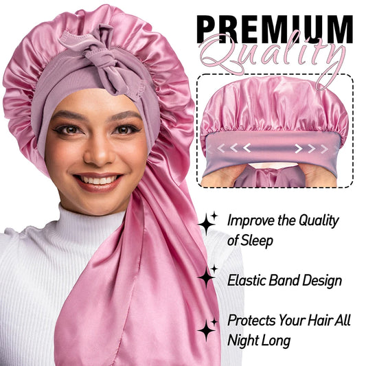 Extra Large Hair Long Silk Bonnet