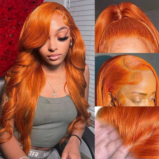 Orange Ginger Lace Frontal Human Hair Body Wave