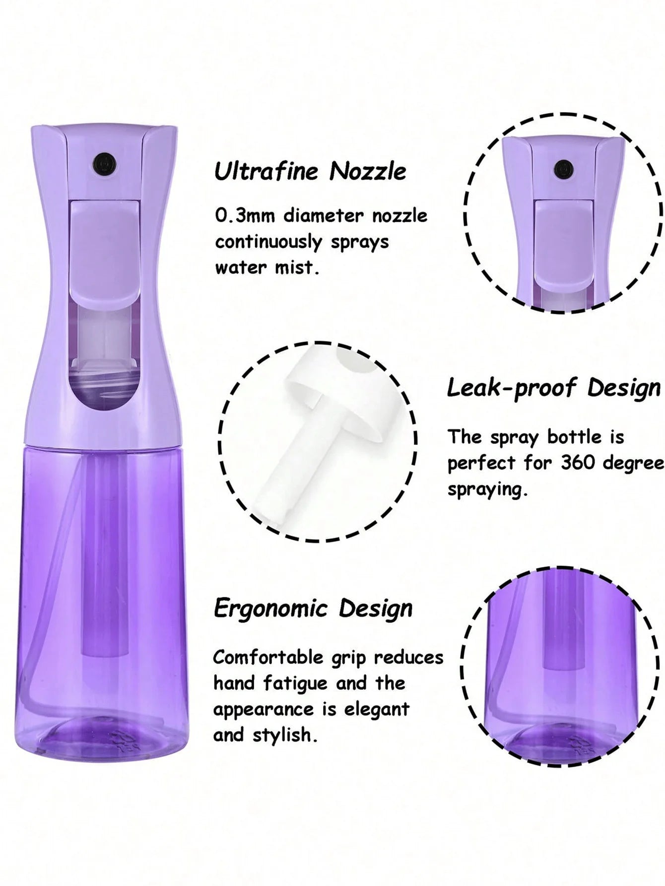 4Pcs Slick Back Hair Brush Set with Spray Bottle, Edge Brush, Rat Tail Comb & Teasing Brush, Hair Styling Tools for Smoothing Ba