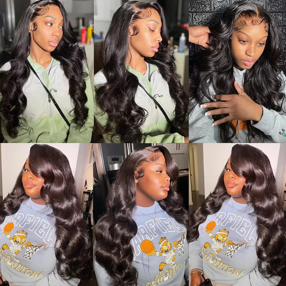 Human Hair 30 Inch Hd Transparent Lace Frontal Preplucked Black Body Wave