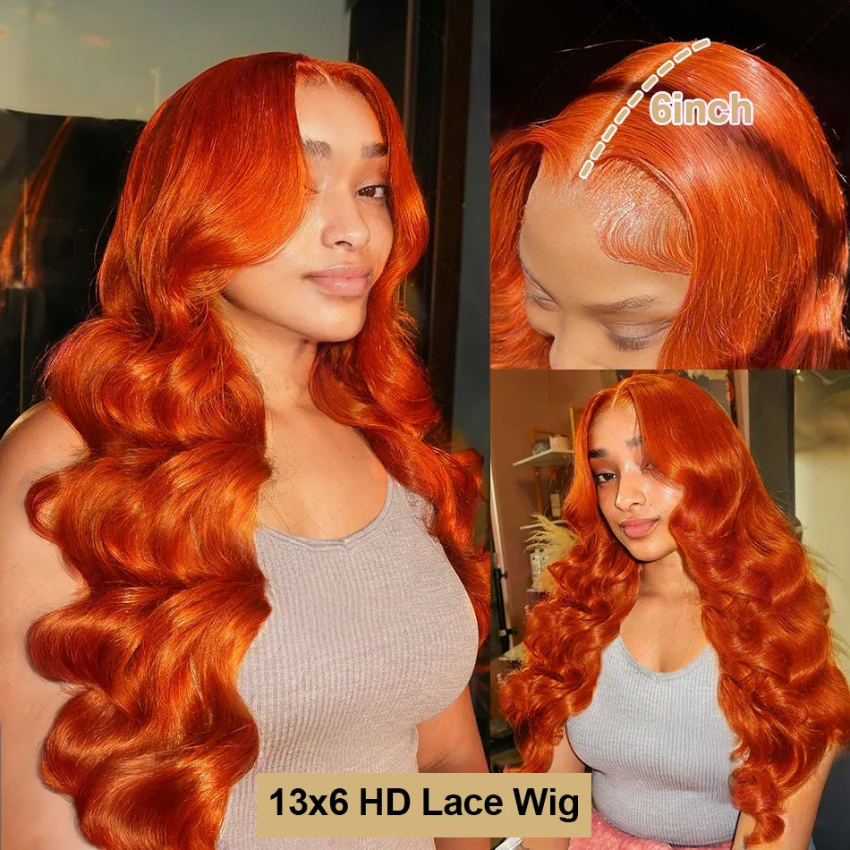 Orange Ginger Lace Frontal Human Hair Body Wave