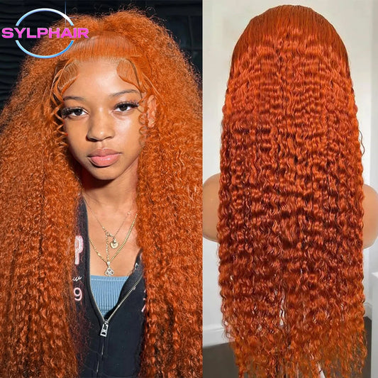 Orange Ginger Lace Front Wig Curly Human Hair